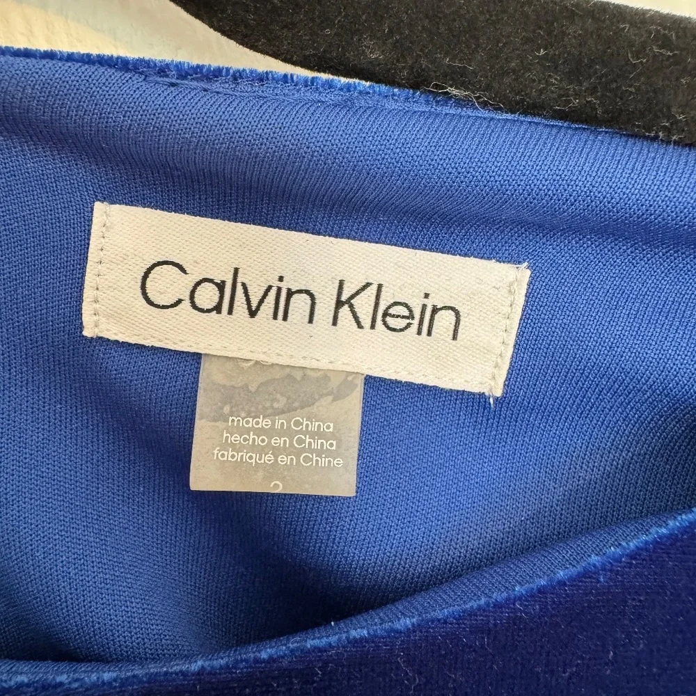 Calvin Klein Women's Velvet Embellished Sheath Dress Blue - 2 - Picture 5 of 5